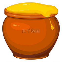 两碗蜂蜜图片_卡通罐蜂蜜矢量插画
