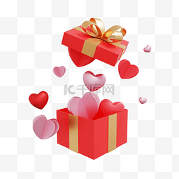 情人节红色礼盒图片_礼物盒C4D3D情人节礼盒组合桃心