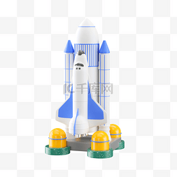 高科技文件边框图片_蓝色科技风3D航天火箭模型