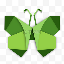 礼让文明绿色出行图片_蝴蝶折纸绿色手工几何图案