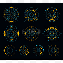 矢量科幻显示圆形元素，Hud 未来