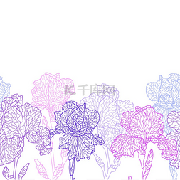布紫色图片_与紫色鸢尾花的无缝模式。
