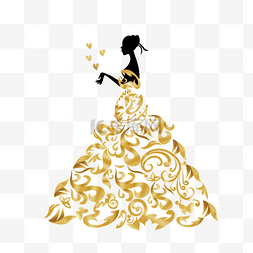 新娘抽象金色婚纱长裙