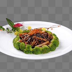 干锅茶树菇图片_茶树菇拌西兰花