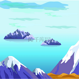 山和水图片_美丽的矢量景观与漂浮在海中的冰