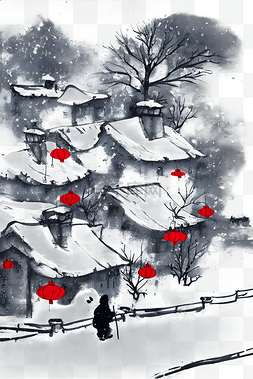 风景雪景图片_山村的元旦节