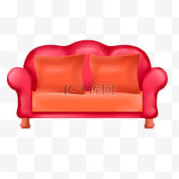 写实红色沙发