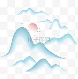 中国画素描图片_中国风山水底纹