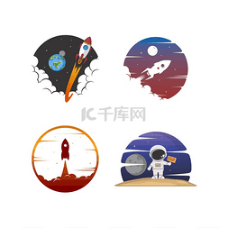 太空云图片_火箭飞船发射太空旅行标志徽章标