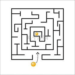 战略迷宫形状设计元素。带黄色球
