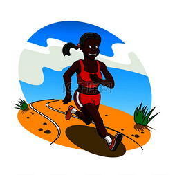 非洲的女人图片_年轻的非洲女子越野赛跑者面带微