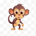 卡通可爱小动物元素手绘猴子