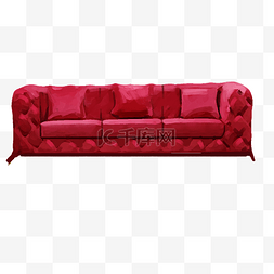 沙发后壁布图片_红色舒适沙发