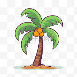彩色海边图片_卡通风格扁平海边棕榈树