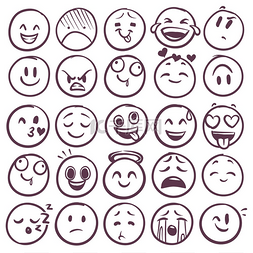 素描图片_涂鸦表情符号表情符号用不同的表