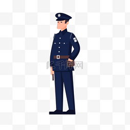 警务班车图片_卡通手绘职业人物警务人员