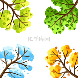 四个季节树背景。