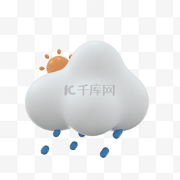 卡通3d云朵图片_天气预报晴转多云可爱3d风格