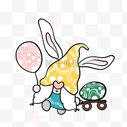帽子彩蛋图片_绿色粉色彩蛋复活节可爱卡通兔子