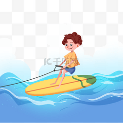 卡通浪花海水图片_水橇运动海浪大海卡通风格