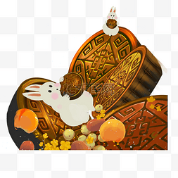 中秋节玉兔吃月饼