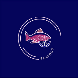 海鲜餐厅或咖啡馆的矢量图标和标