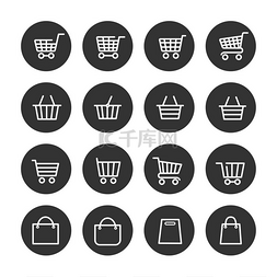 购物插图图片_购物篮细线图标集购物篮细线图标