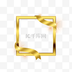 正方形丝带缠绕金色光效边框