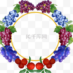 荔枝水彩图片_蓝莓水果水彩边框