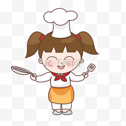 可爱做饭厨师女孩