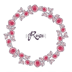 玫瑰框架的矢量插图，浪漫的装饰