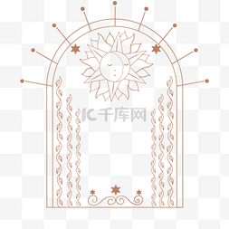 太阳装饰圈图片_金色抽象波西米亚风拱门太阳月亮
