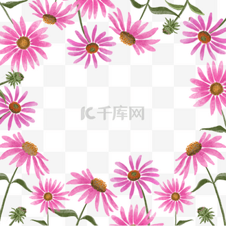 紫锥花水彩花卉边框