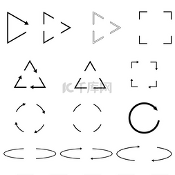 细图标图片_细箭头圆形、三角形、方形黑色