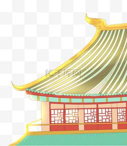 古风房子素材图片_中国风古风描线描金建筑房子