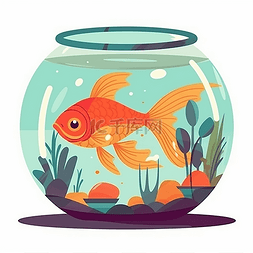 卡通金鱼图片_在浴缸里游泳的金鱼
