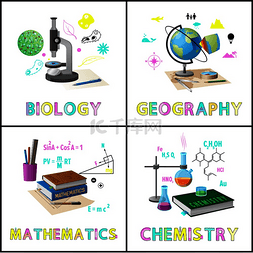 数学标题图片_生物学和地理海报设置标题。