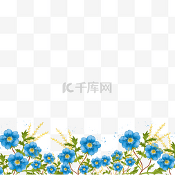 蓝色花卉边框图片_水彩婚礼蓝色花卉边框