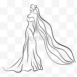 长长的头纱抽象线条婚纱礼服新娘