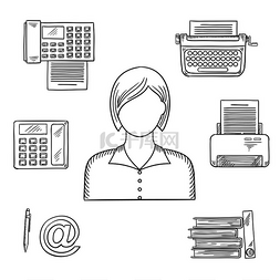 业务秘书图片_秘书职业用电话、传真、带文件的