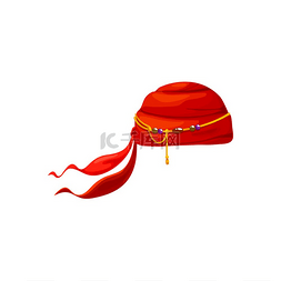 海盗船图标图片_红色海盗帽船长手帕水手帽带装饰