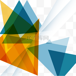 彩色三角形几何图形渐变图片_蓝橙色几何渐变彩色抽象边框