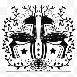 鹿装饰画图片_装饰画圣诞节斯堪的纳维亚风格小