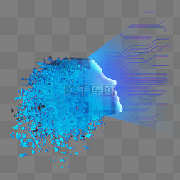 机器人蓝色图片_蓝色碎片科技高科技人物未来技术