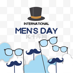 男士领带帽子图片_蓝色云朵国际男人节胡子