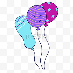 蓝紫色系生日组合彩色花纹气球