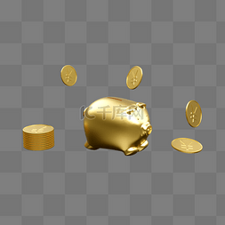 金融钱罐图片_3D立体金融金币储钱罐