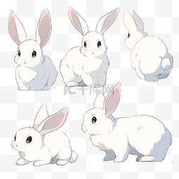 卡通可爱动物贴纸装饰笑兔子小白兔