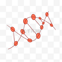 分子手绘图片_科学教育元素红色抽象螺旋分子