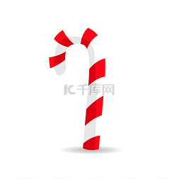 圣诞节装饰矢量图图片_红白相间的条纹糖果棒传统的圣诞